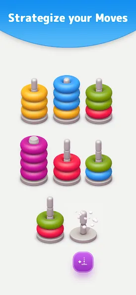 Скачать взломанную Color Sort 3D — Hoop Stack  [МОД Mega Pack] — последняя версия apk на Андроид screen 2