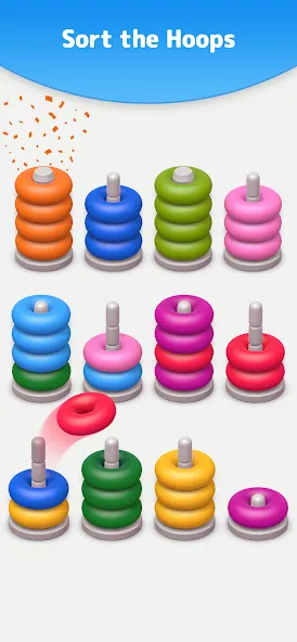 Скачать взломанную Color Sort 3D — Hoop Stack  [МОД Mega Pack] — последняя версия apk на Андроид screen 4