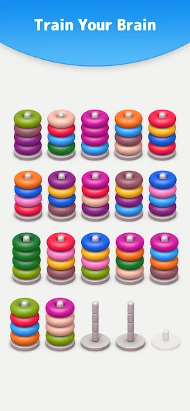 Скачать взломанную Color Sort 3D — Hoop Stack  [МОД Mega Pack] — последняя версия apk на Андроид screen 5