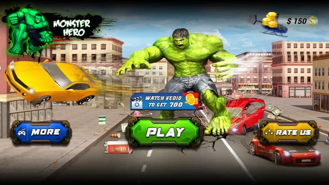 Скачать взломанную Monster Superhero: Green Fight  [МОД Mega Pack] — последняя версия apk на Андроид screen 1