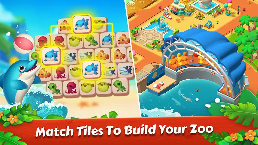 Взломанная Zoo Tile — Match Puzzle Game (Зу Тайл)  [МОД Unlocked] — последняя версия apk на Андроид screen 2