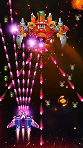 Скачать взломанную Galaxy Attack — Alien Shooter (Гэлэкси аттак)  [МОД Бесконечные деньги] — полная версия apk на Андроид screen 2