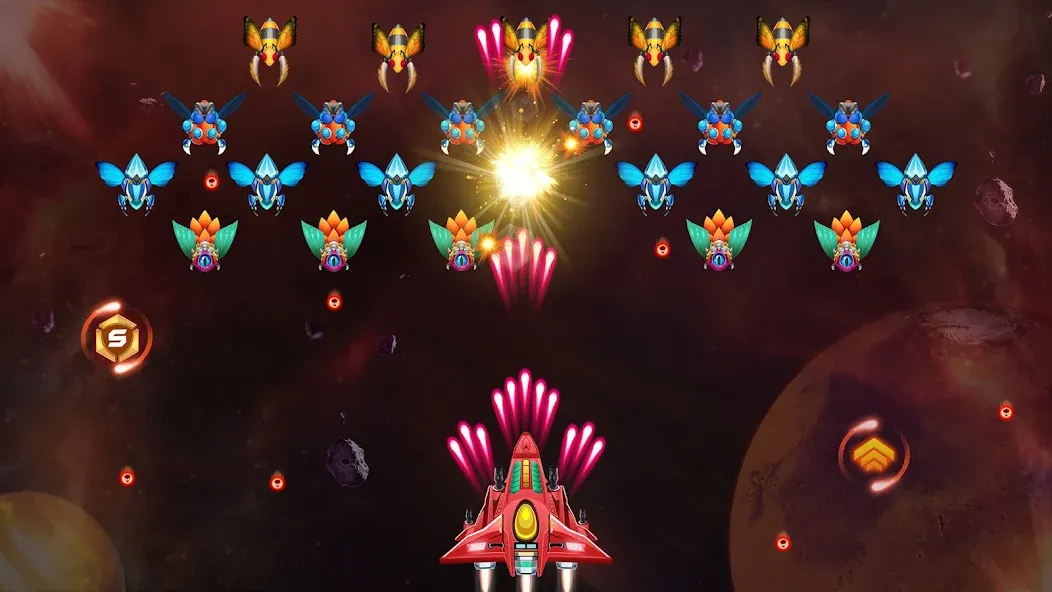 Скачать взломанную Galaxy Attack — Alien Shooter (Гэлэкси аттак)  [МОД Бесконечные деньги] — полная версия apk на Андроид screen 5