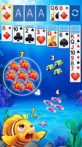 Взломанная Solitaire Fish  [МОД Бесконечные монеты] — полная версия apk на Андроид screen 1