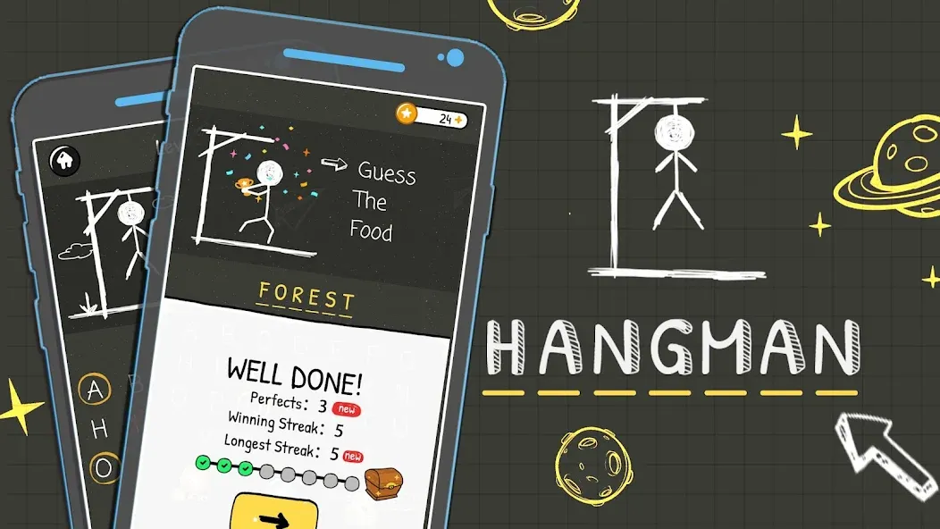 Взломанная Hangman Words:Two Player Games  [МОД Все открыто] — полная версия apk на Андроид screen 1