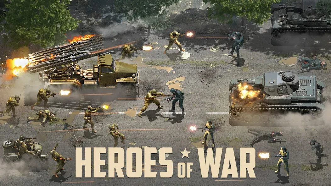 Взломанная Heroes of War: Idle army game (Герои войны)  [МОД Mega Pack] — полная версия apk на Андроид screen 1