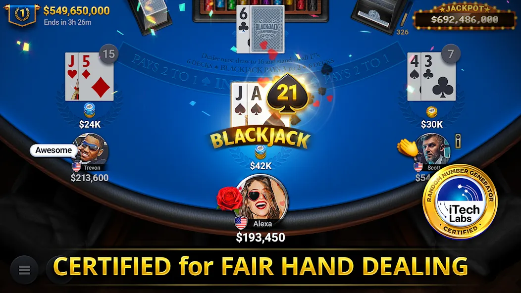 Взлом Blackjack Championship (Блэкджек Чемпионат)  [МОД Mega Pack] — стабильная версия apk на Андроид screen 1