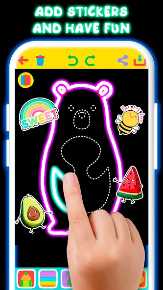 Взлом Drawing For Kids — Glow Draw  [МОД Много денег] — стабильная версия apk на Андроид screen 2