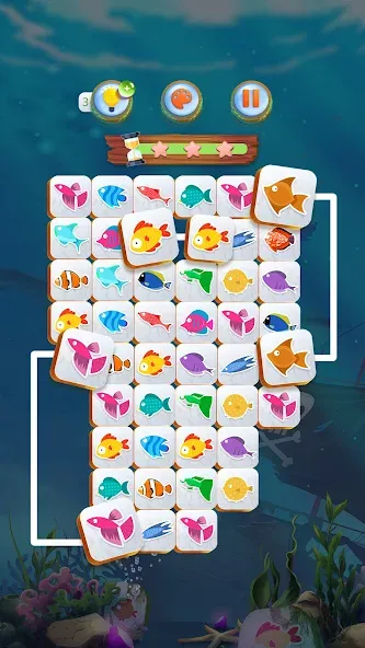 Скачать взломанную Mahjong Connect Fish World (Мацзян Коннект Рыбный Мир)  [МОД Бесконечные монеты] — стабильная версия apk на Андроид screen 1