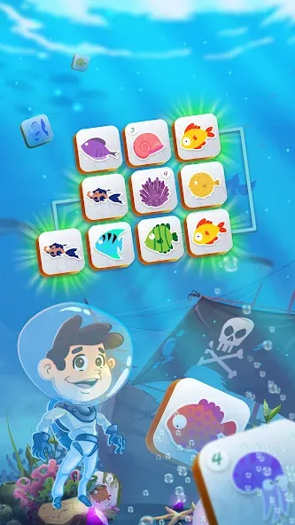 Скачать взломанную Mahjong Connect Fish World (Мацзян Коннект Рыбный Мир)  [МОД Бесконечные монеты] — стабильная версия apk на Андроид screen 4