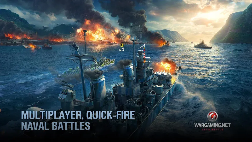 Скачать взлом World of Warships Blitz War (Ворлд оф Варшипс Блиц Вар)  [МОД Бесконечные монеты] — полная версия apk на Андроид screen 4