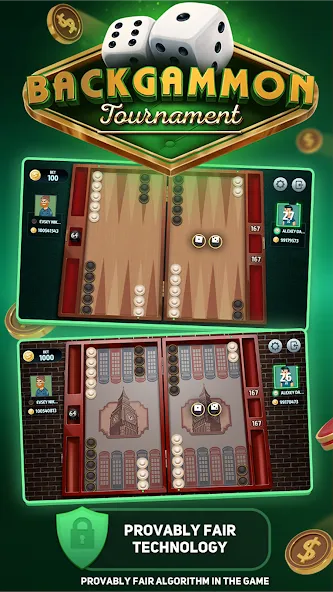 Скачать взломанную Backgammon Tournament  [МОД Unlimited Money] — стабильная версия apk на Андроид screen 1