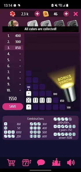 Скачать взлом Farkle Pro — 10000 dice game  [МОД Unlocked] — полная версия apk на Андроид screen 3