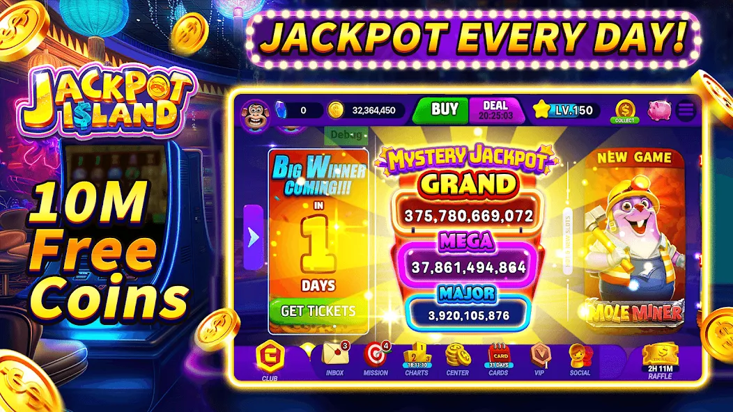 Взломанная Jackpot Island — Slots Machine (Джекпот Айленд)  [МОД Бесконечные монеты] — последняя версия apk на Андроид screen 1