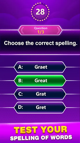 Взломанная Spelling Quiz — Word Trivia (Спеллинг Квиз)  [МОД Бесконечные монеты] — стабильная версия apk на Андроид screen 1