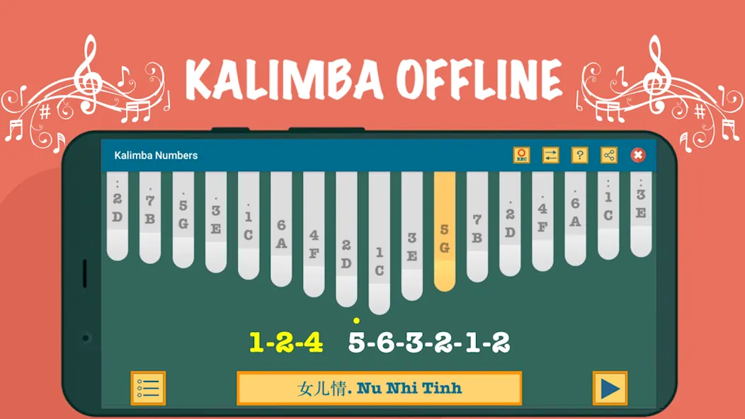 Взлом Kalimba App With Songs Numbers (Калимба приложение с песнями и цифрами)  [МОД Unlimited Money] — последняя версия apk на Андроид screen 1