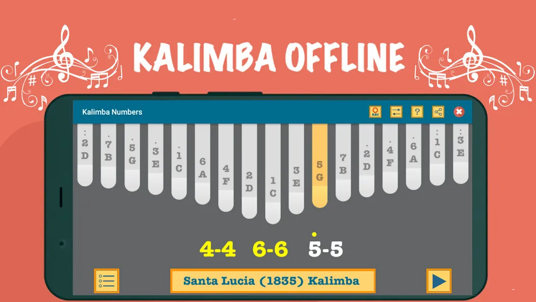 Взлом Kalimba App With Songs Numbers (Калимба приложение с песнями и цифрами)  [МОД Unlimited Money] — последняя версия apk на Андроид screen 4