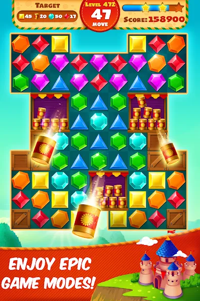 Скачать взломанную Jewel Empire : Quest & Match 3  [МОД Unlocked] — стабильная версия apk на Андроид screen 5