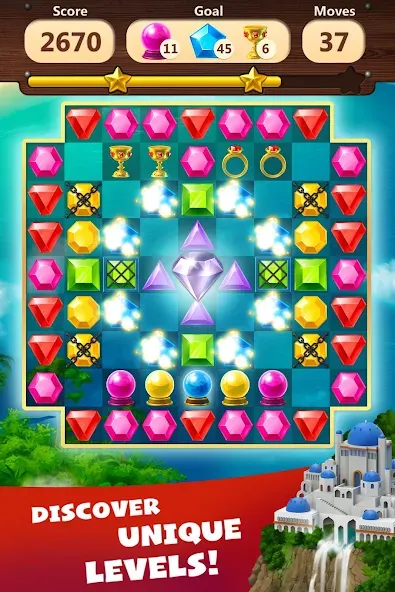 Скачать взломанную Jewels Planet — Match 3 Puzzle  [МОД Unlimited Money] — стабильная версия apk на Андроид screen 3