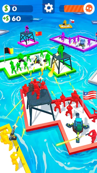 Скачать взломанную War of Rafts: Crazy Sea Battle (Война плотов)  [МОД Бесконечные монеты] — последняя версия apk на Андроид screen 1